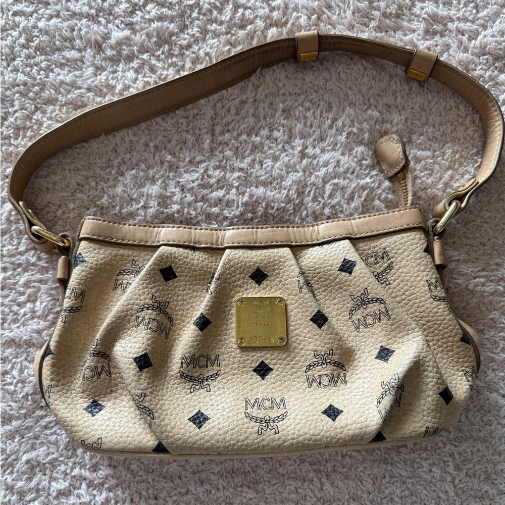 MCM Visetos Small Leather Shoulder Bag/Baguette
